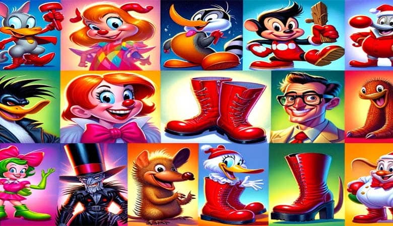 Cartoon Characters with Big Red Boots